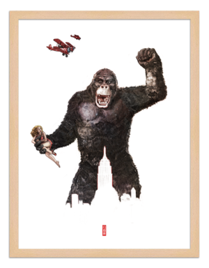 Figures du cinéma - illustration - cadre bois - King kong