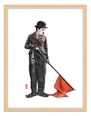 Figures du cinéma - illustration - cadre bois - Charlie