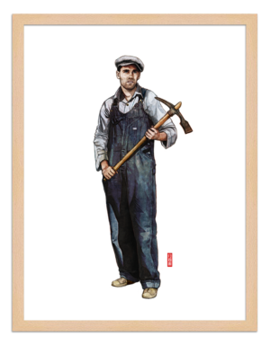 Figures du cinéma - illustration - cadre bois - Tom