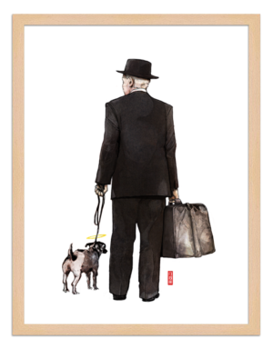 Figures du cinéma - illustration - cadre bois - Umberto D