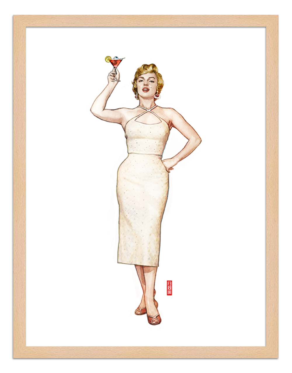 Figures du cinéma - illustration - cadre bois - Sugar Ray