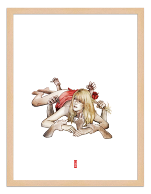 Figures du cinéma - illustration - cadre bois - Carole