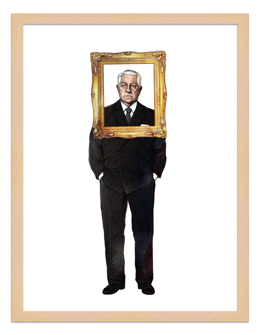 Figures du cinéma - illustration - cadre bois - Jean