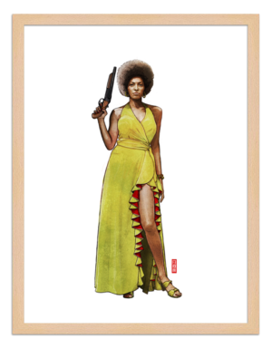 Figures du cinéma - illustration - cadre bois - Foxy