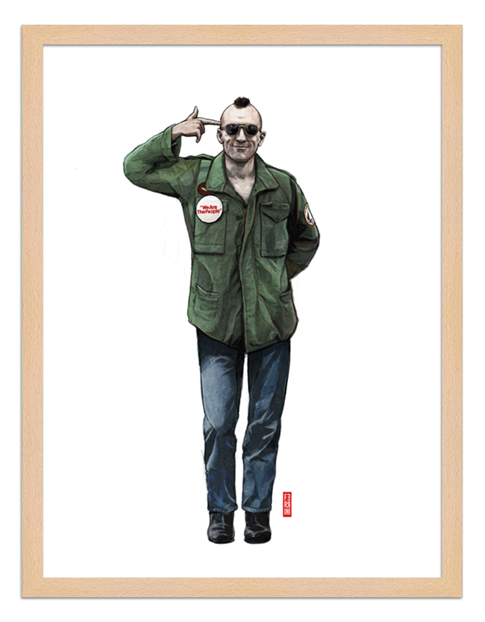 Figures du cinéma - illustration - cadre bois - Travis