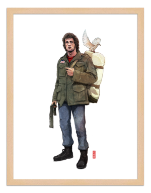 Figures du cinéma - illustration - cadre bois - Rambo