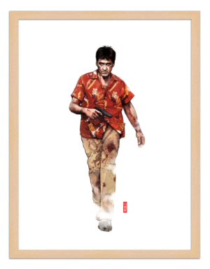 Figures du cinéma - illustration - cadre bois - Tony