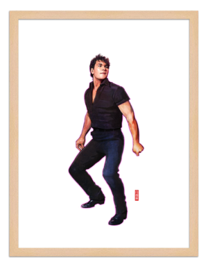 Figures du cinéma - illustration - cadre bois - Johny