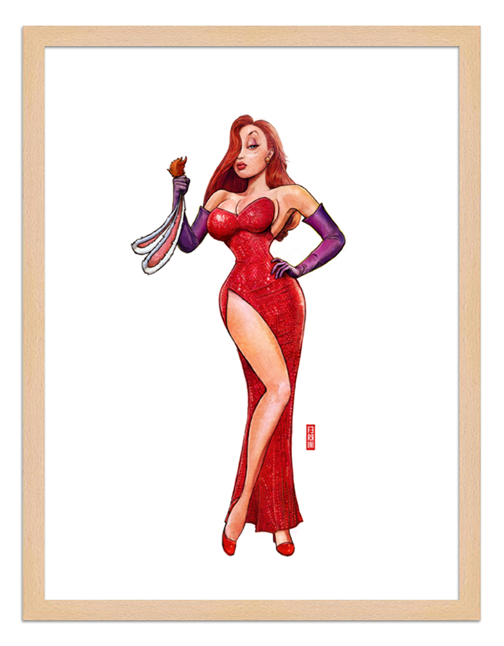 Figures du cinéma - illustration - cadre bois - Jessica