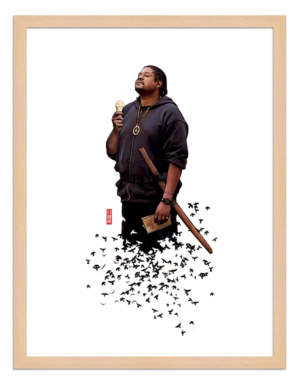 Figures du cinéma - illustration - cadre bois - Dog