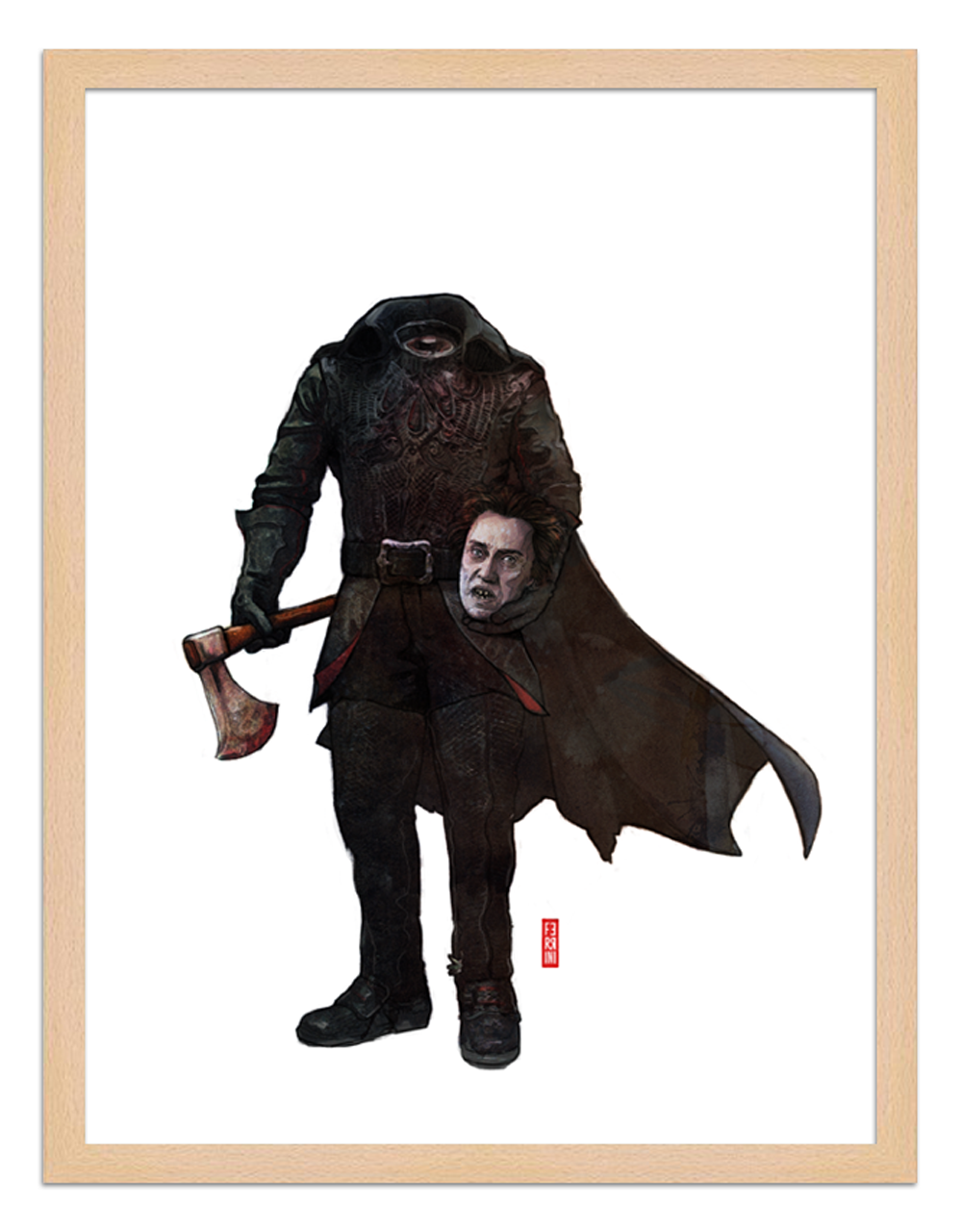 Figures du cinéma - illustration - cadre bois - Headless horseman