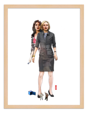 Figures du cinéma - illustration - cadre bois - Betty et Rita