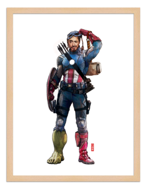 Figures du cinéma - illustration - cadre bois - Captain Starck