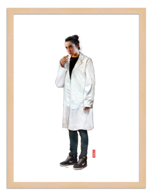 Figures du cinéma - illustration - cadre bois - Justine